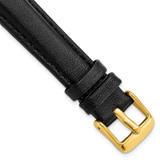 Image of 16mm 7.75" Black Glove Leather Gold-tone Buckle Watch Band