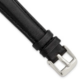Image of 16mm 7.75" Black Glove Leather Silver-tone Buckle Watch Band