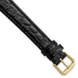 Image of 16mm 8.5" Long Black Alligator Style Grain Leather Gold-tone Buckle Watch Band