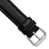 Image of 17mm 7.5" Black Lizard Style Grain Leather Silver-tone Buckle Watch Band