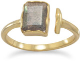 Image of 18 Karat Gold Plated Rectangular Labradorite Ring