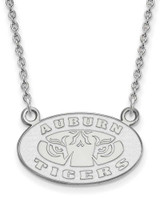 Image of 18" 10K White Gold Auburn University Small Pendant w/ Necklace by LogoArt 1W054AU-18
