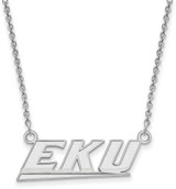 Image of 18" 10K White Gold Eastern Kentucky University Small Pendant w/ Necklace by LogoArt