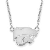 Image of 18" 10K White Gold Kansas State University Sm Pendant Necklace LogoArt 1W015KSU-18