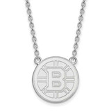 Image of 18" 10K White Gold NHL Boston Bruins Large Pendant w/ Necklace LogoArt (1W016BRI-18)