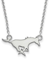 Image of 18" 10K White Gold Southern Methodist University Small Pendant Necklace by LogoArt