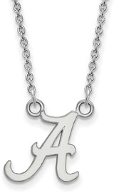 Image of 18" 10K White Gold University of Alabama Small Pendant Necklace LogoArt 1W015UAL-18