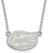 Image of 18" 10K White Gold University of Florida Small Pendant Necklace LogoArt 1W015UFL-18