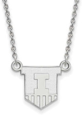 Image of 18" 10K White Gold University of Illinois Small Pendant Necklace LogoArt 1W054UIL-18