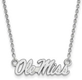 Image of 18" 10K White Gold University of Mississippi Sm Pendant Necklace LogoArt 1W054UMS-18