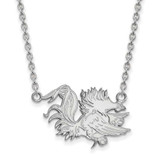 Image of 18" 10K White Gold University of South Carolina Lg Pendant Necklace LogoArt 1W055USO