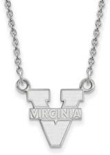 Image of 18" 10K White Gold University of Virginia Small Pendant Necklace LogoArt 1W015UVA-18