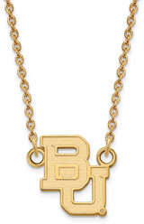 Image of 18" 10K Yellow Gold Baylor University Small Pendant w/ Necklace LogoArt (1Y013BU-18)