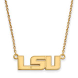 Image of 18" 10K Yellow Gold Louisiana State University Sm Pendant Necklace LogoArt 1Y009LSU