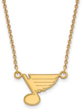 Image of 18" 10K Yellow Gold NHL St. Louis Blues Small Pendant w/ Necklace by LogoArt
