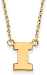 Image of 18" 10K Yellow Gold University of Illinois Sm Pendant Necklace LogoArt 1Y015UIL-18