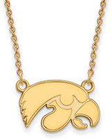 Image of 18" 10K Yellow Gold University of Iowa Small Pendant Necklace by LogoArt 1Y015UIA-18