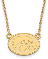 Image of 18" 10K Yellow Gold University of Iowa Small Pendant Necklace by LogoArt 1Y056UIA-18