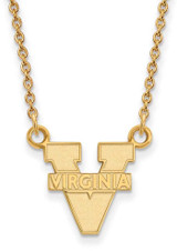 Image of 18" 10K Yellow Gold University of Virginia Sm Pendant Necklace LogoArt 1Y015UVA-18