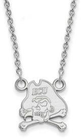 Image of 18" 14K White Gold East Carolina University Sm Pendant Necklace LogoArt 4W011ECU-18