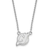 Image of 18" 14K White Gold NHL New Jersey Devils Small Pendant w/ Necklace by LogoArt