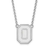 Image of 18" 14K White Gold Ohio State University Large Pendant Necklace LogoArt 4W054OSU-18