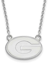 Image of 18" 14K White Gold University of Georgia Small Pendant Necklace LogoArt 4W015UGA-18