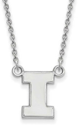 Image of 18" 14K White Gold University of Illinois Small Pendant Necklace LogoArt 4W015UIL-18