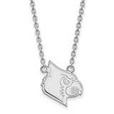 Image of 18" 14K White Gold University of Louisville Lg Pendant Necklace LogoArt 4W051UL-18