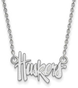 Image of 18" 14K White Gold University of Nebraska Small Pendant Necklace LogoArt 4W009UNE-18