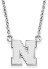 Image of 18" 14K White Gold University of Nebraska Small Pendant Necklace LogoArt 4W073UNE-18