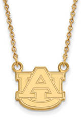 Image of 18" 14K Yellow Gold Auburn University Small Pendant w/ Necklace LogoArt (4Y015AU-18)
