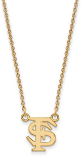 Image of 18" 14K Yellow Gold Florida State University Sm Pendant Necklace LogoArt 4Y015FSU-18