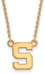 Image of 18" 14K Yellow Gold Michigan State University Sm Pendant Necklace LogoArt 4Y015MIS