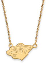 Image of 18" 14K Yellow Gold NHL Minnesota Wild Small Pendant w/ Necklace by LogoArt