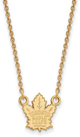 Image of 18" 14K Yellow Gold NHL Toronto Maple Leafs Small Pendant w/ Necklace by LogoArt