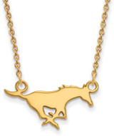 Image of 18" 14K Yellow Gold Southern Methodist University Small Pendant Necklace by LogoArt