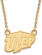 Image of 18" 14K Yellow Gold The University of Texas at El Paso Sm Pendant Necklace LogoArt