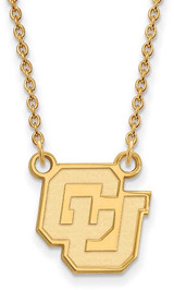 Image of 18" 14K Yellow Gold University of Colorado Sm Pendant Necklace LogoArt 4Y032UCO-18