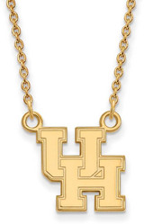 Image of 18" 14K Yellow Gold University of Houston Small Pendant w/ Necklace by LogoArt