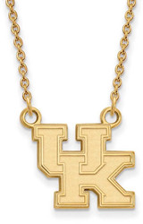 Image of 18" 14K Yellow Gold University of Kentucky Small Pendant Necklace LogoArt 4Y015UK-18