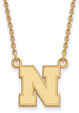 Image of 18" 14K Yellow Gold University of Nebraska Sm Pendant Necklace LogoArt 4Y073UNE-18