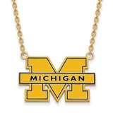 Image of 18" Gold Plated 925 Silver Michigan (University Of) Blue Enamel Necklace LogoArt
