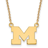 Image of 18" Gold Plated 925 Silver Michigan (University Of) Sm Pendant Necklace by LogoArt