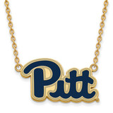 Image of 18" Gold Plated 925 Silver U of Pittsburgh Large Enamel Pendant Necklace by LogoArt