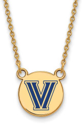 Image of 18" Gold Plated 925 Silver Villanova U Sm Enamel Disc Pendant Necklace by LogoArt