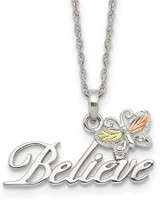 Image of 18" Landstroms Mt Rushmore Black Hills 925 & 12K Gold Believe Butterfly Necklace