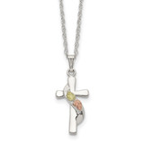 18 inch Landstroms Mt Rushmore Black Hills Sterling Silver & 12K Gold Cross Necklace QBH214-18