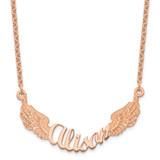 Image of 18" Rose Gold-Plated Sterling Silver Personalized Angel Wings Name Necklace