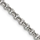 Image of 18" Stainless Steel 5mm Polished and Textured Fancy Rolo Chain Necklace